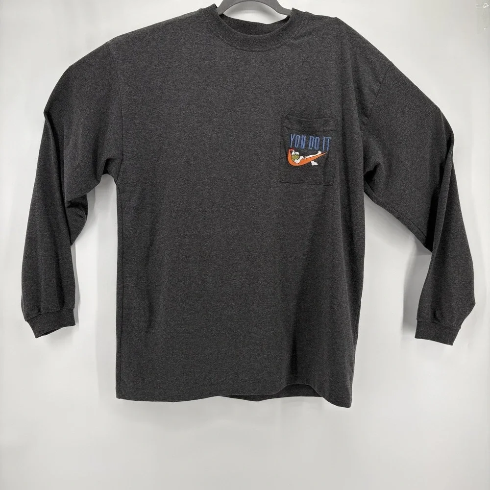 Big‎ Dogs T Shirt Men Large Gray You Do It Long Sleeve Embroidered Pocket Y2K